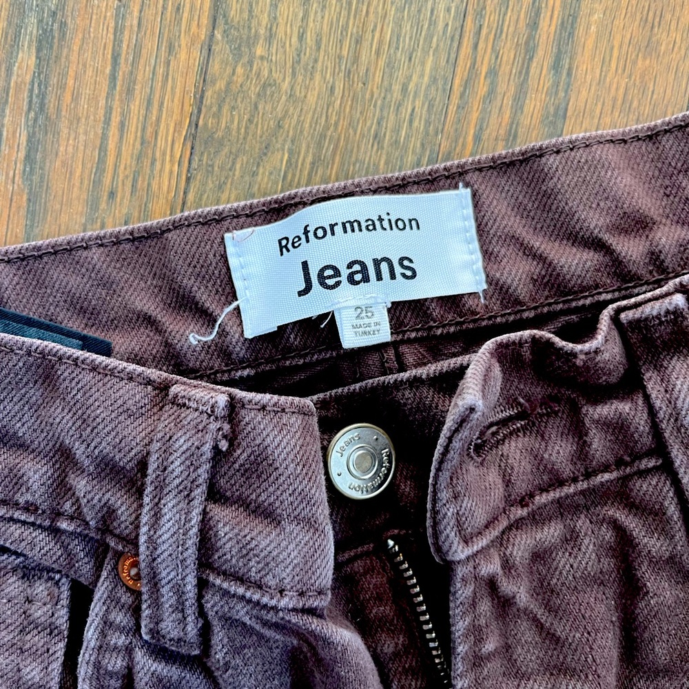 Reformation brown straight leg jeans!